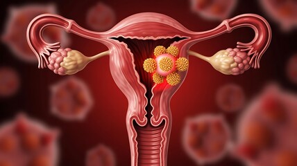 Uterus With Ovarian Cysts And Fallopian Tubes female reproductive system