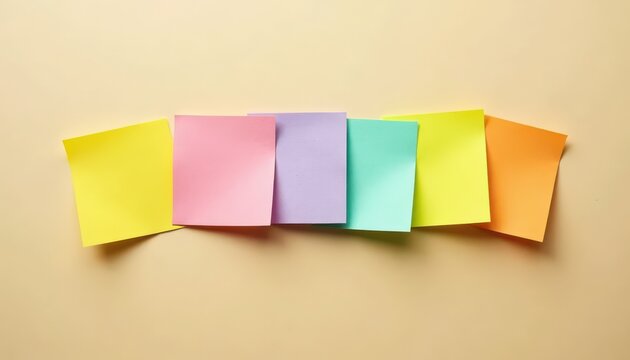 A vibrant arrangement of colorful sticky notes on a soft background, showcasing a mix of yellow, pink, purple, green, and orange hues.