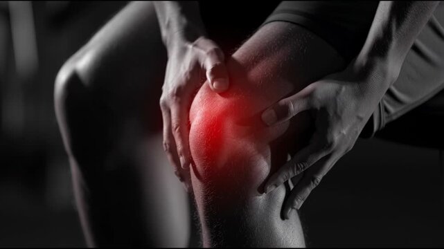 Individual experiences knee pain while engaging in sports-related activity. The footage captures the intensity of discomfort, emphasizing the affected knee area