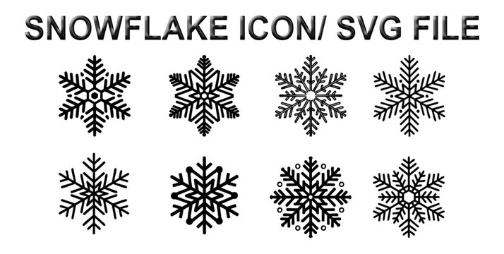 Black Snowflake Icon Set | Winter SVG Graphics for Digital & Print Use