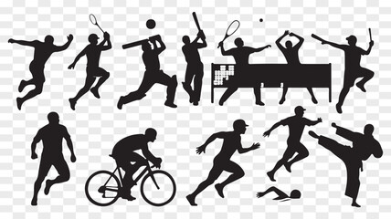 Diverse Sport Activities Silhouettes Collection for Active Lifestyle and Competition