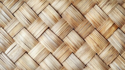 Woven bamboo pattern herringbone texture natural fiber background seamless surface eco-friendly material diagonal weave structure neutral beige tones