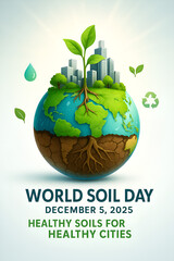 3D Earth with Healing Soil and Green City &ndash; World Soil Day 2025