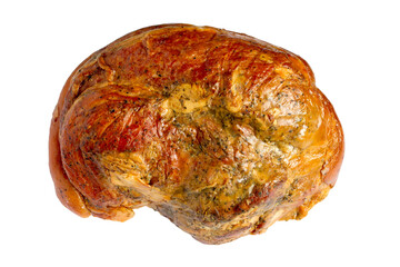 Smoked pork with spices on a white background