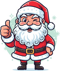 Cheerful Santa Claus giving a thumbs up with a wink, spreading holiday cheer and festive vibes for Christmas celebrations and seasonal marketing