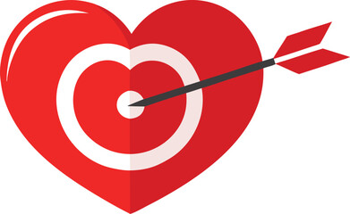 heart target with arrow on white