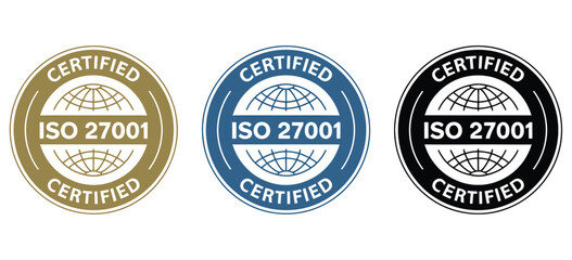 Obraz premium ISO 27001 certified emblems in three different colors.