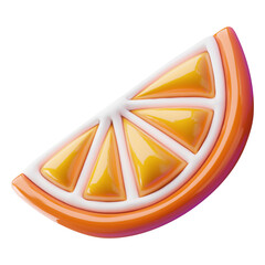 3D orange slice, minimalism illustration