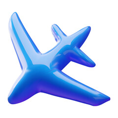 3D minimalist abstract blue airplane icon