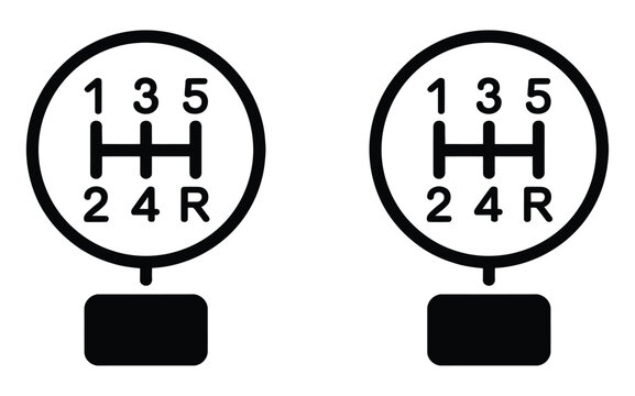 Close up of two manual car gear shift knobs showing different patterns.