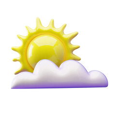 3D illustration of a cloud with a sun