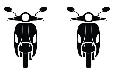 Two identical black scooters are silhouetted against a white background.