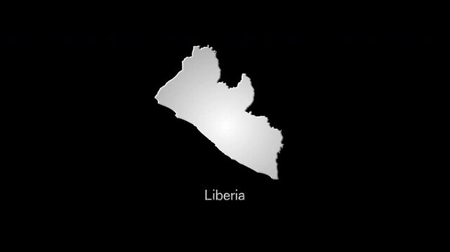Liberia map transforming and glowing on black background