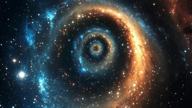 Galactic spiral showcasing vibrant colors and cosmic features in a star-filled universe