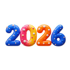 2026 text with bold typography 3d render