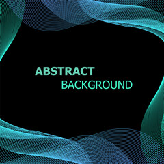 Abstract background with green and blue lines wave