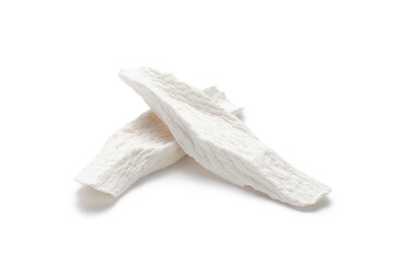 Dried Chinese yam slices on white background