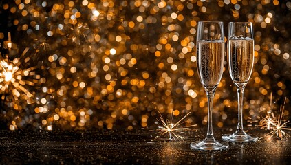 Celebrate the New Year with Sparkling Champagne and Golden Lights, a toast to success, happiness, and unforgettable moments with loved ones