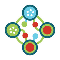 Chain Bacteria Icon Formed from Four Connected Cells