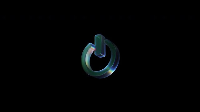 Rotating power button on black background