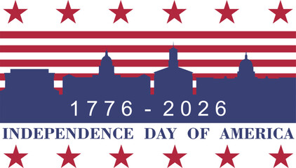 250 years Anniversary card design. 250th anniversary sticker, label, tag, badge to celebrate Independence Day of America on 4th July