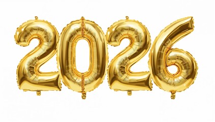 Celebrate 2026 with shimmering golden balloon numbers for a festive New Year, anniversary, or milestone event, adding a touch of elegant celebration