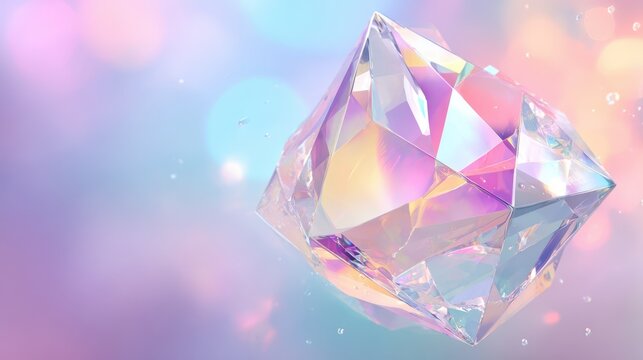 Iridescent Diamond Facetscape: Rainbow Prism Abstract Wallpaper