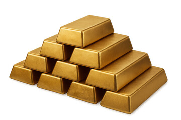 Stacked gold bars representing wealth, investment, banking, and global finance success on a transparent background