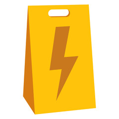 Yellow caution sign with a lightning bolt symbol, signaling a potential electrical hazard