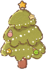 Fototapeta premium Cute Christmas Tree Clipart, Watercolor Christmas Tree, 