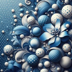 blue-gray background with flowers