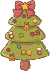 Cute Christmas Tree Clipart, Watercolor Christmas Tree, 