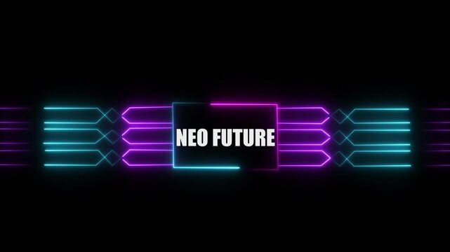 Networking chip icon futuristic neon circuit board NEO FUTURE animated. on black background. Motion graphic of digital logo with futuristic technology.4k video black background animated...