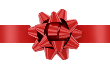 Red Gift Bow and Ribbon on White Background red bow