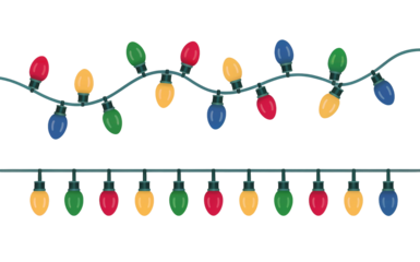 String of colorful Christmas lights red green yellow blue