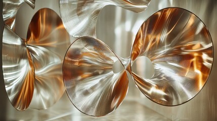 Optical path curves natural reflection physics artistic curved mirror arrangement generates authentic abstract optical phenomena with elegant light geometry