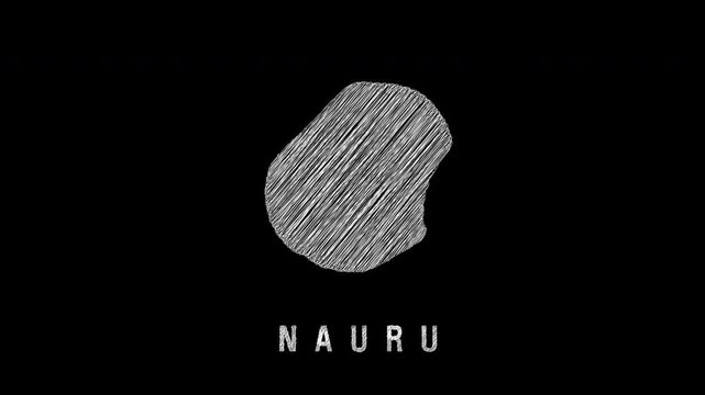 Nauru republic animated scribble icon on black background