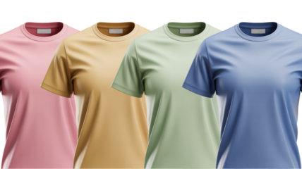 Colorful t-shirt mockups for apparel design presentation