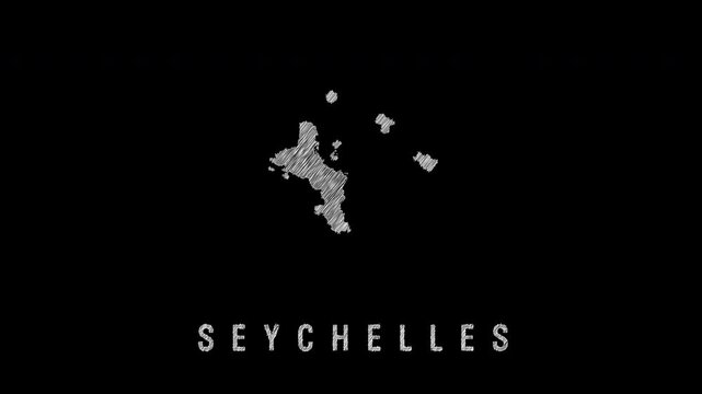 Seychelles islands drawing animation on black background