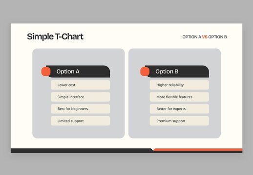 T-Chart Infographic Vector &ndash; Comparison Chart Template for Pros and Cons, Analysis, Decision Making, and Classroom Use