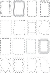 Vector set of vintage ornate black frames, borders, and square retro decoration patterns for banner design or blank paper card illustration