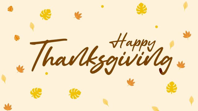 Happy thanksgiving concept with autumn leaves on a beige background. Suitable for fall holiday social media posts or seasonal designs.