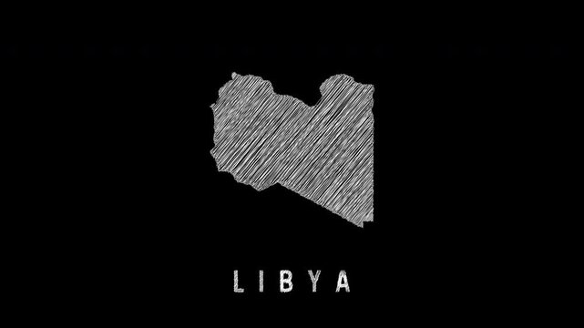 Libya animated map sketch on black background