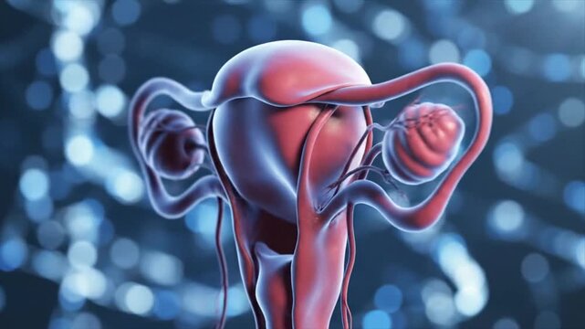 Medical illustration of a female reproductive system on a blurred background 3 d rendering