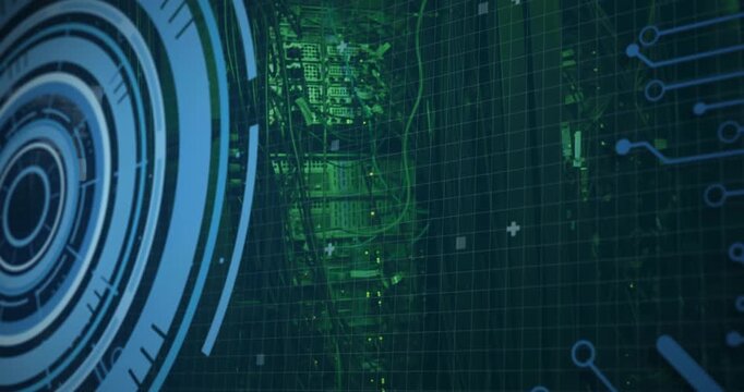 Concentric HUD pulsing and rotating on boot, code appearing to show hardware status