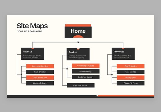 Site Map Infographic Vector &ndash; Website Structure Diagram, UX Sitemap Template for Navigation Architecture and Page Hierarchy Planning