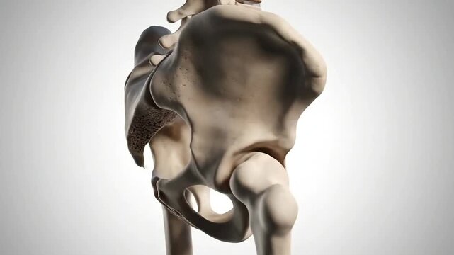 Detailed illustration of a human body pelvis and lower spine against a clean white background with subtle gradient shading.