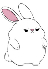 Angry White Bunny with Folded Arms – Cute Grumpy Rabbit Vector Illustration
