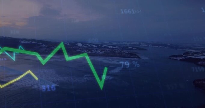 Readout appearing, HUD trends fading green rising dipping peaking ending showing data at dawn sea
