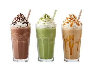 Refreshing Matcha Green Tea Drink with Whipped Cream